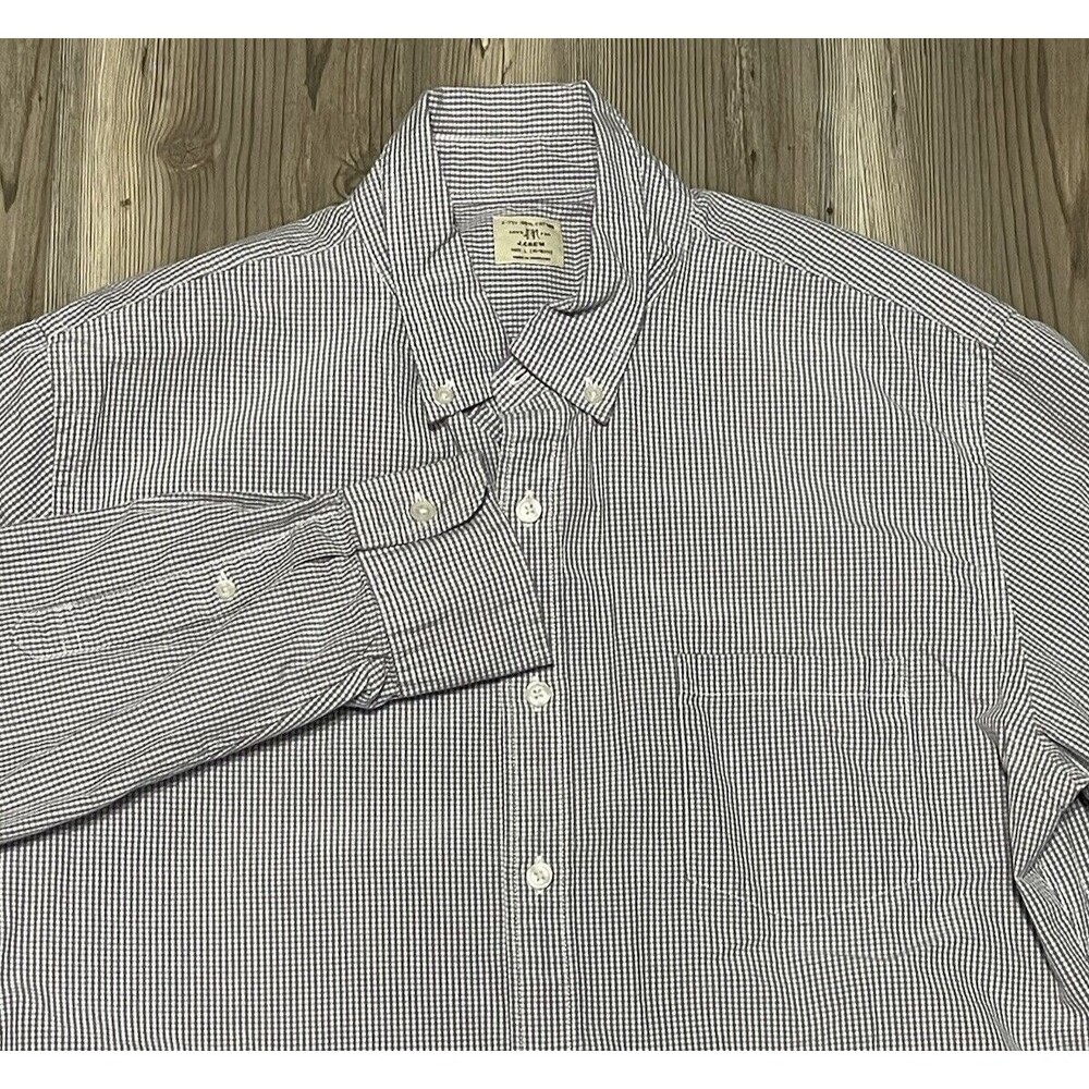 J. Crew Men’s Large 2-Ply Cotton Purple Check Long Sleeve Button Down Shirt